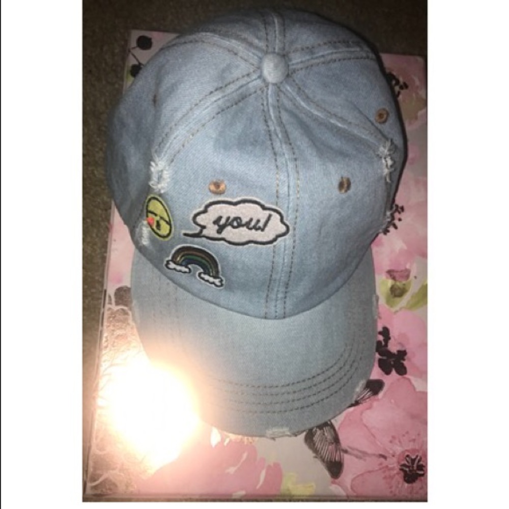 Baseball hat with emoji patches